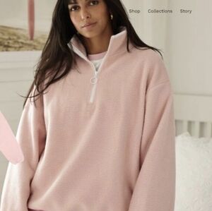 Parke Oversized Fleece Quarter Zip Pink XXL